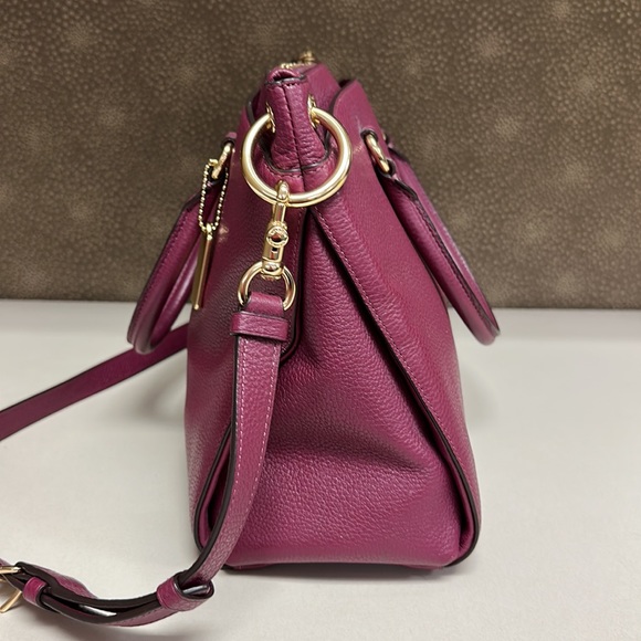🔥🔥🔥Coach Purple Leather Top Handle Satchel Handbag Shoulder Bag - Picture 6 of 15